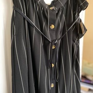 Plus Stipe knee length skirt